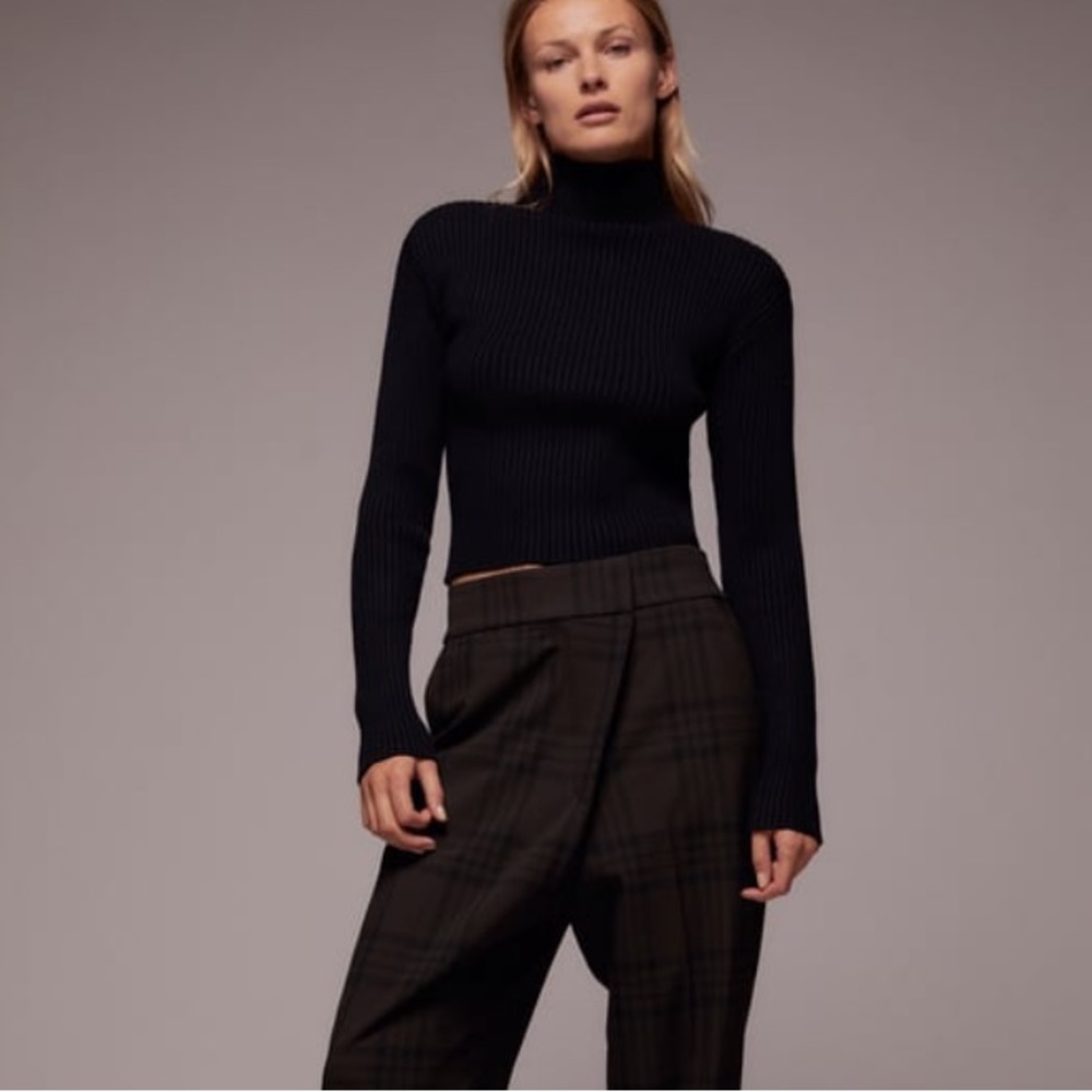 Zara Shoulder Pad Mock Neck Top